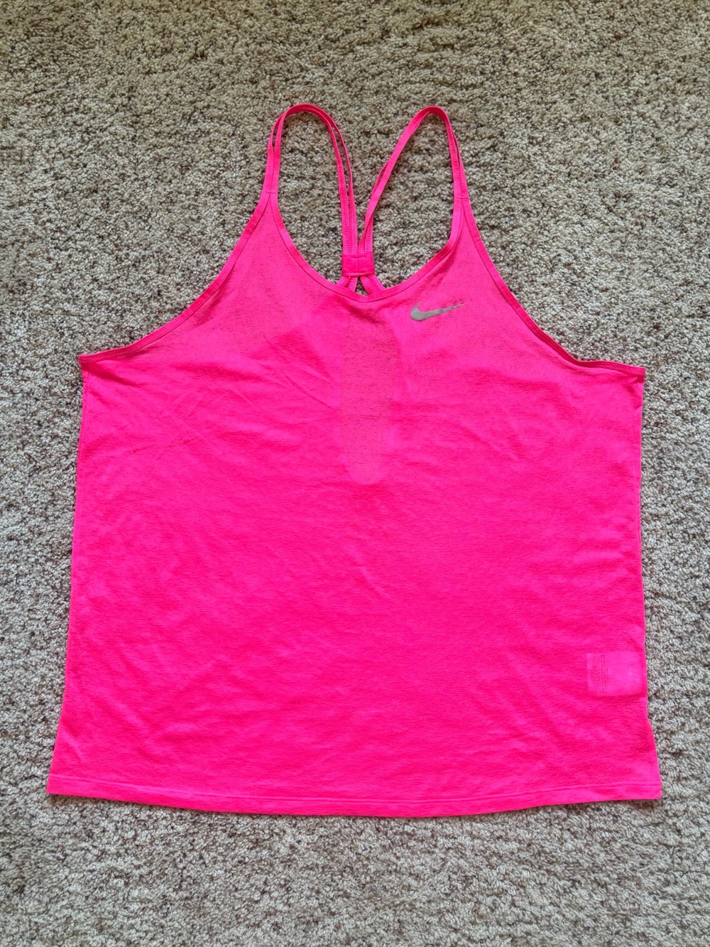 Nike Strappy Sheer Tank Top Women’s size L Neon Pink